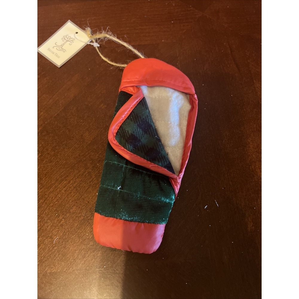 Christmas Sleeping Bag Shape Ornament Hiking Camping Adventure Silver Tree
